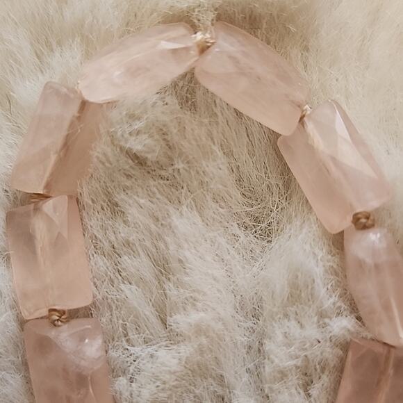 Peyote Bird Chunky Rose Quartz Pink Stone Leather Sterling Bracelet NEW - Picture 10 of 11